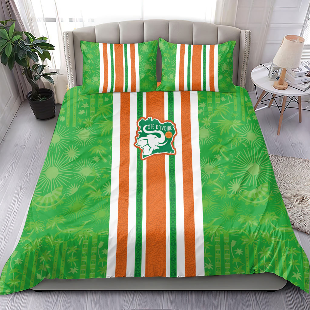 Cote d'Ivoire Bedding Set The Elephants with African Pattern Stripes