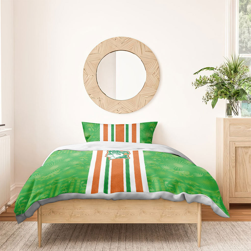Cote d'Ivoire Bedding Set The Elephants with African Pattern Stripes