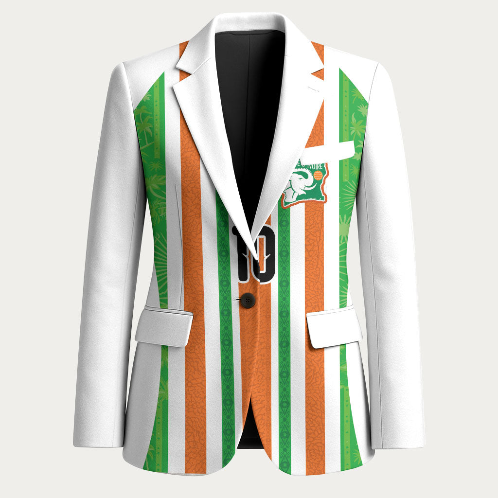 Custom Cote d'Ivoire Blazer The Elephants with African Pattern Stripes