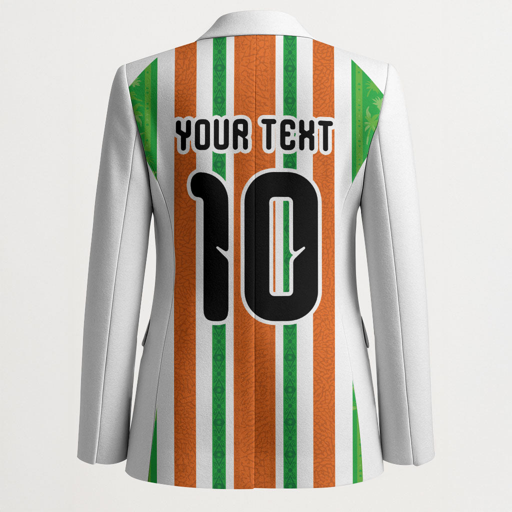 Custom Cote d'Ivoire Blazer The Elephants with African Pattern Stripes