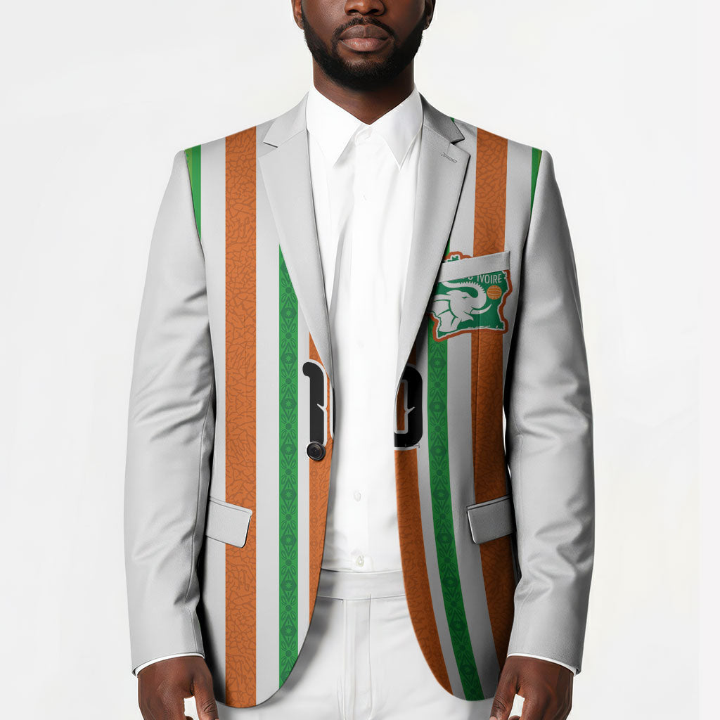 Custom Cote d'Ivoire Blazer The Elephants with African Pattern Stripes