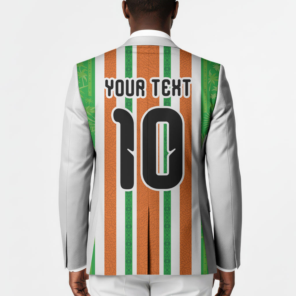 Custom Cote d'Ivoire Blazer The Elephants with African Pattern Stripes