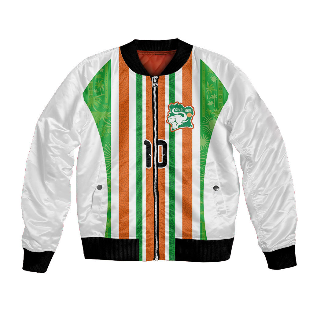 Custom Cote d'Ivoire Bomber Jacket The Elephants with African Pattern Stripes