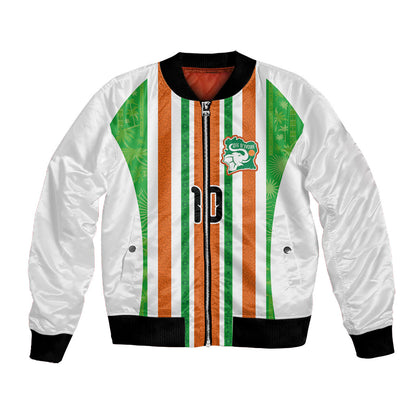 Custom Cote d'Ivoire Bomber Jacket The Elephants with African Pattern Stripes