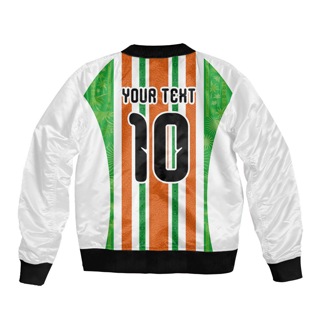 Custom Cote d'Ivoire Bomber Jacket The Elephants with African Pattern Stripes