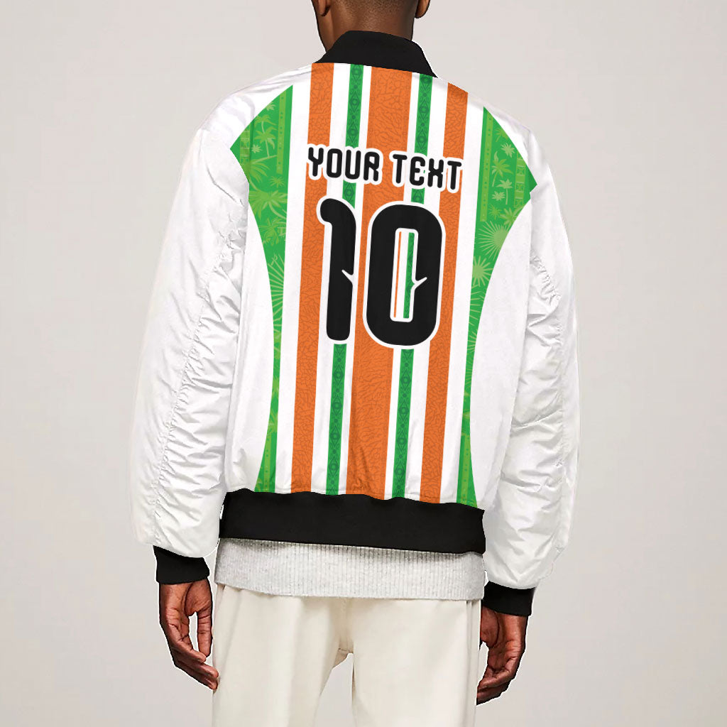 Custom Cote d'Ivoire Bomber Jacket The Elephants with African Pattern Stripes