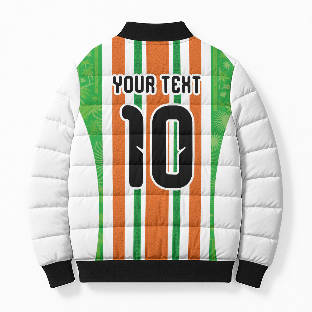 Custom Cote d'Ivoire Bomber Puffer Jacket The Elephants with African Pattern Stripes