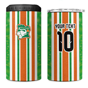 Custom Cote d'Ivoire 4 in 1 Can Cooler Tumbler The Elephants with African Pattern Stripes
