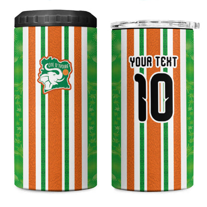 Custom Cote d'Ivoire 4 in 1 Can Cooler Tumbler The Elephants with African Pattern Stripes