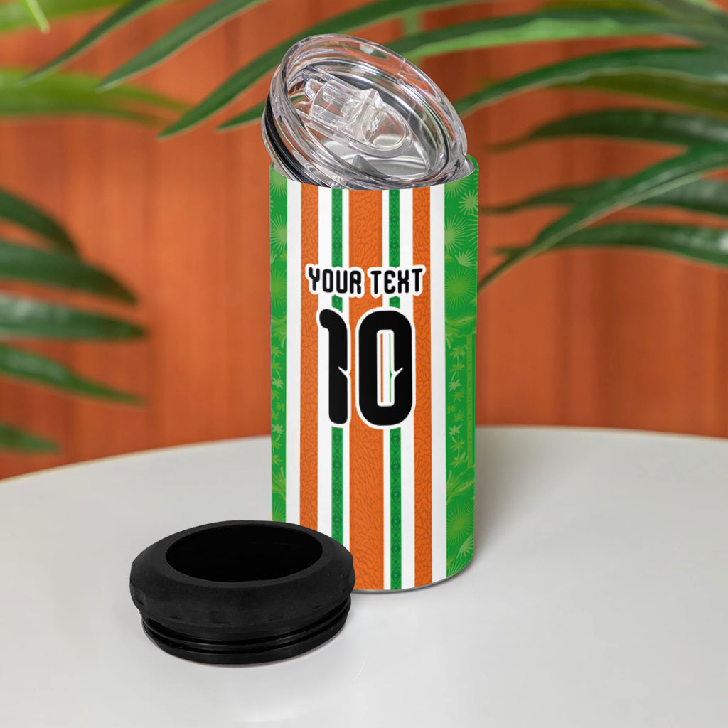 Custom Cote d'Ivoire 4 in 1 Can Cooler Tumbler The Elephants with African Pattern Stripes
