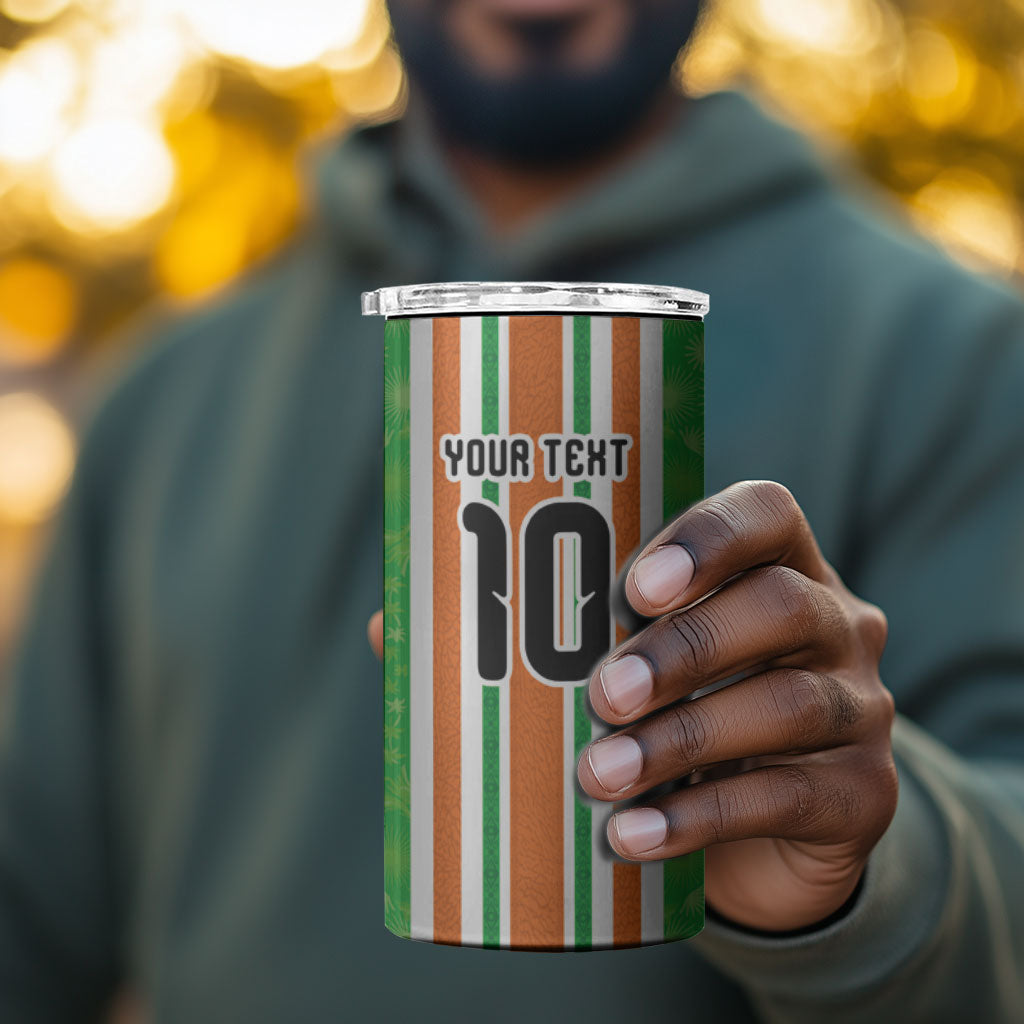 Custom Cote d'Ivoire 4 in 1 Can Cooler Tumbler The Elephants with African Pattern Stripes