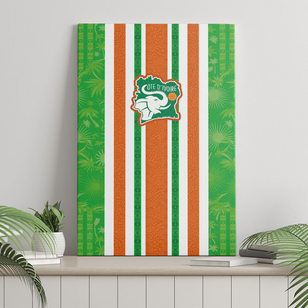 Cote d'Ivoire Canvas Wall Art The Elephants with African Pattern Stripes