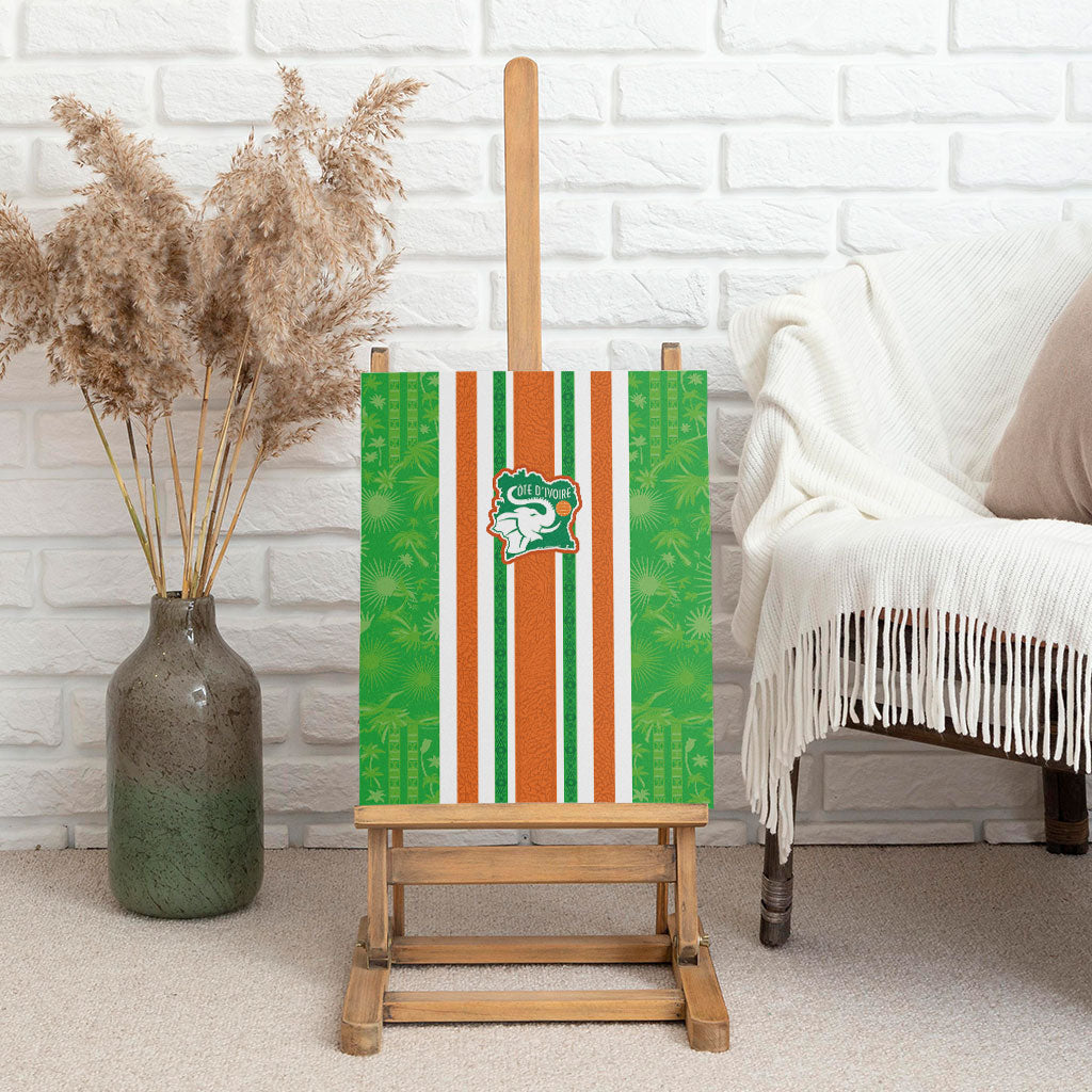 Cote d'Ivoire Canvas Wall Art The Elephants with African Pattern Stripes
