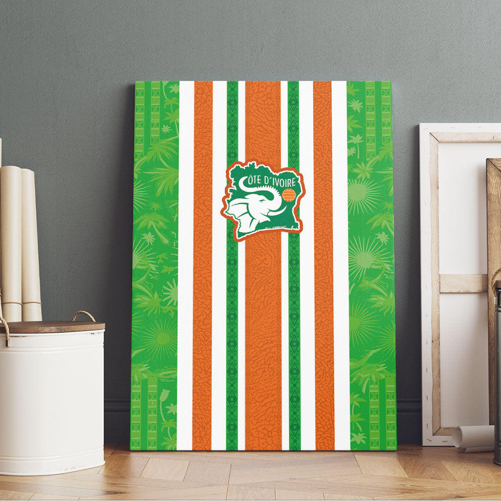 Cote d'Ivoire Canvas Wall Art The Elephants with African Pattern Stripes