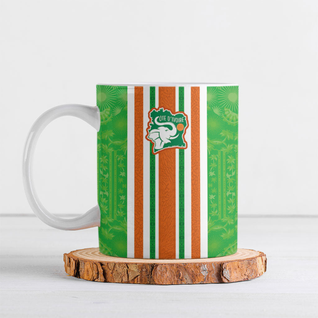 Custom Cote d'Ivoire Ceramic Mug The Elephants with African Pattern Stripes