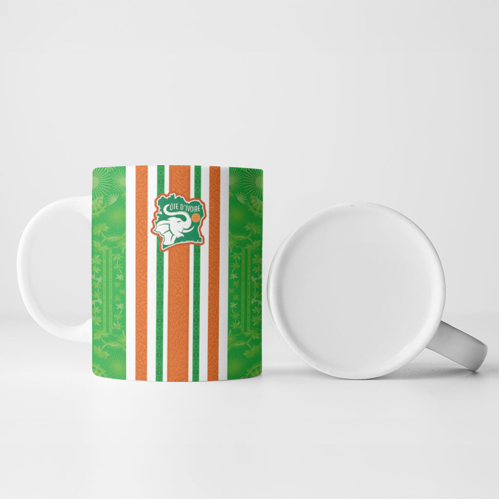Custom Cote d'Ivoire Ceramic Mug The Elephants with African Pattern Stripes