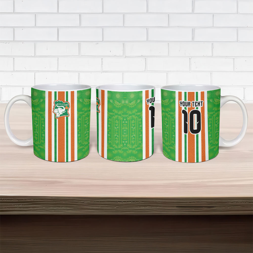 Custom Cote d'Ivoire Ceramic Mug The Elephants with African Pattern Stripes