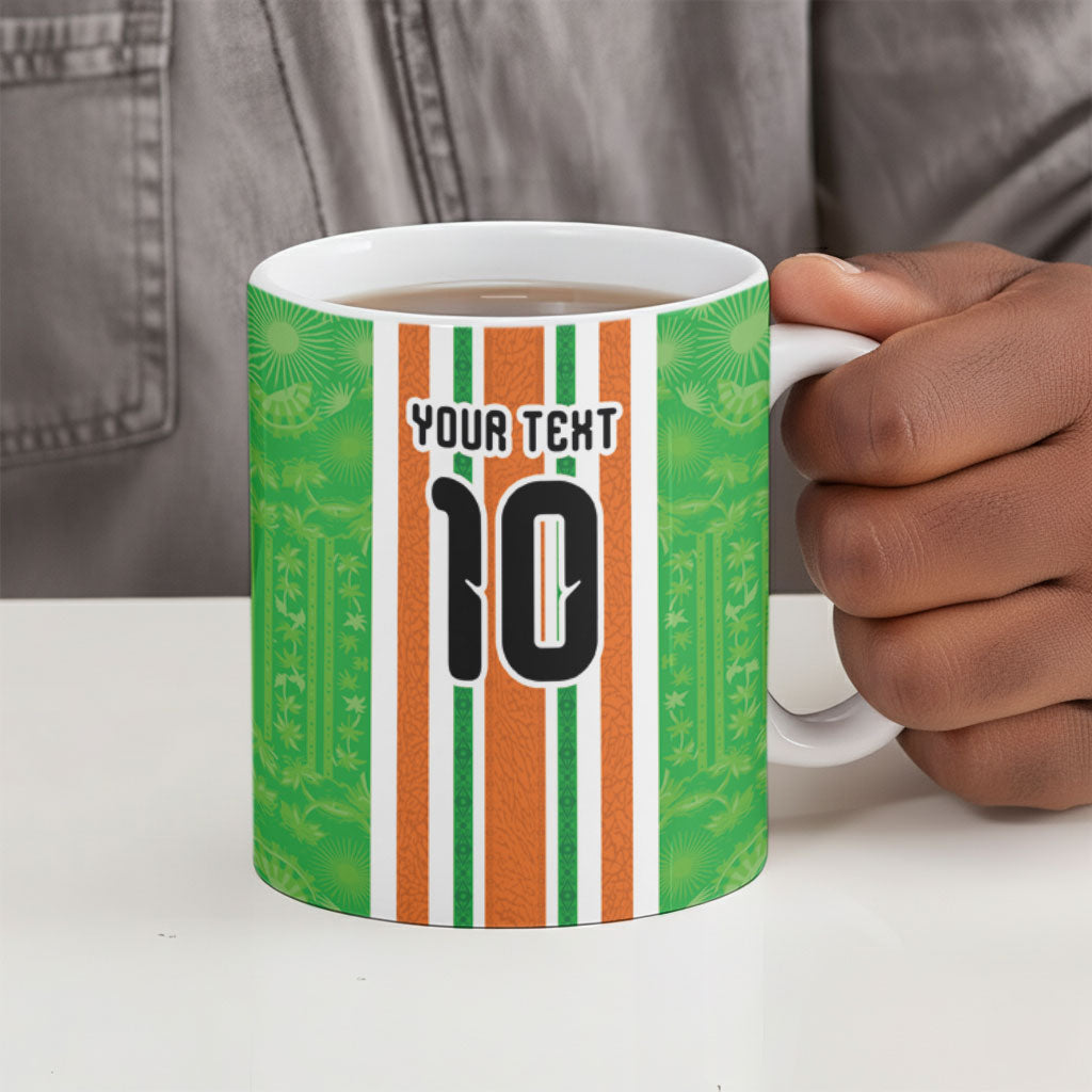 Custom Cote d'Ivoire Ceramic Mug The Elephants with African Pattern Stripes