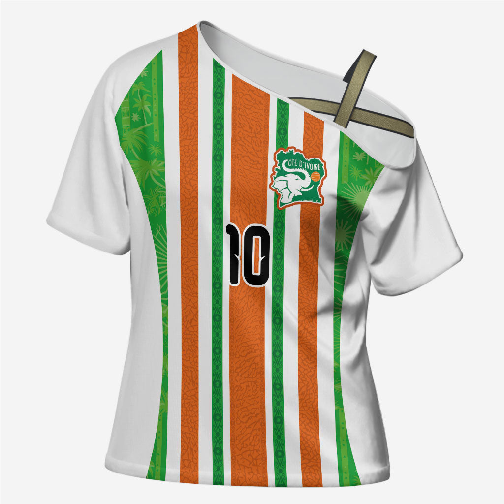 Custom Cote d'Ivoire Cross Shoulder Shirt The Elephants with African Pattern Stripes