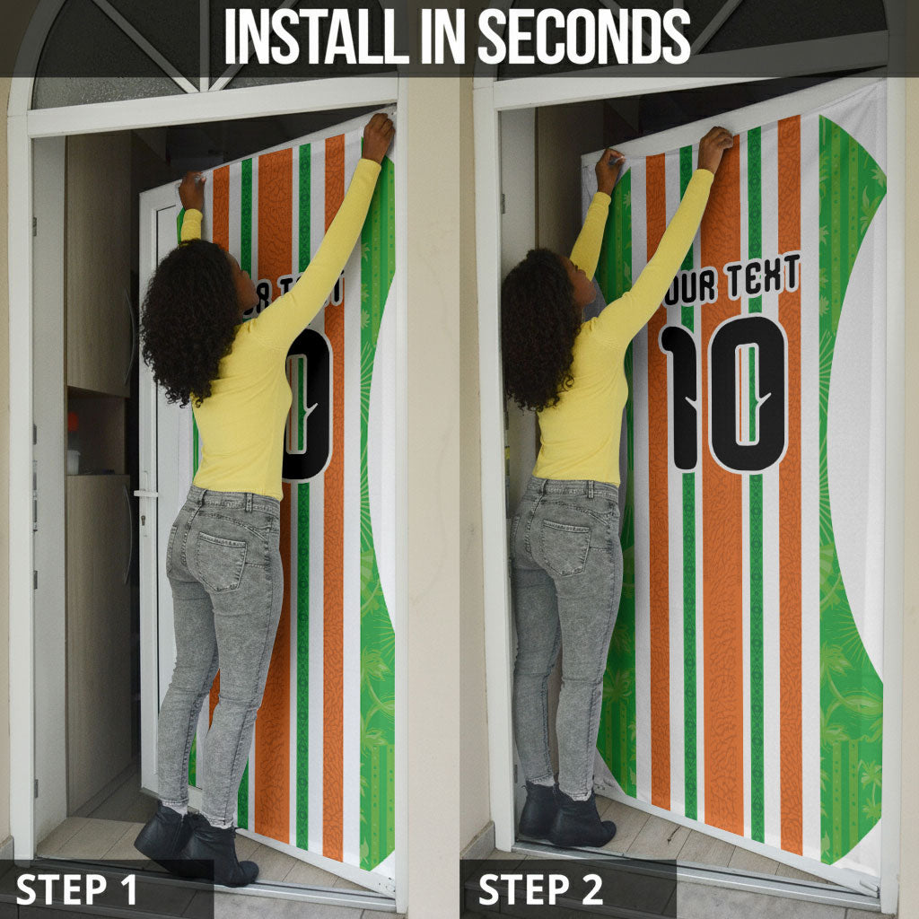 Custom Cote d'Ivoire Door Cover The Elephants with African Pattern Stripes