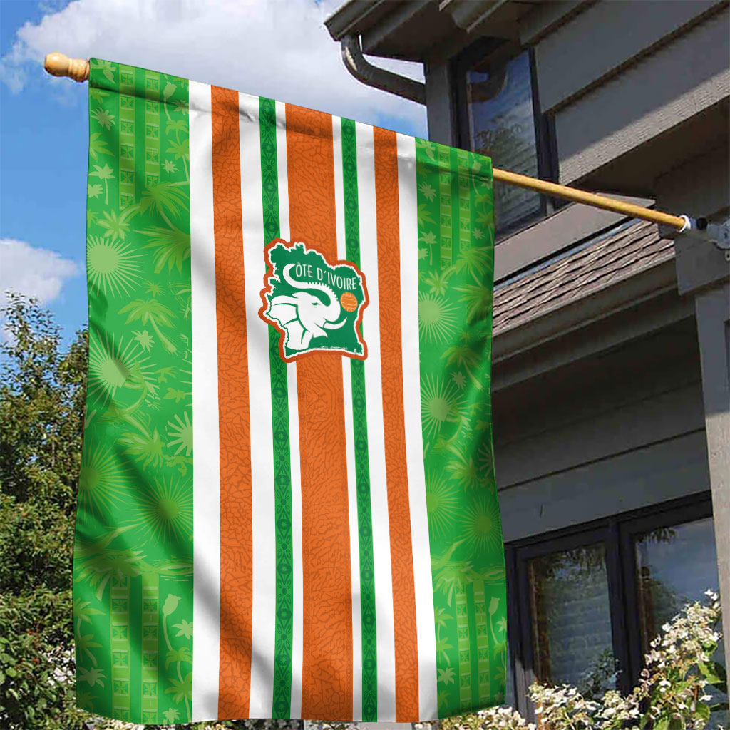 Cote d'Ivoire Garden Flag The Elephants with African Pattern Stripes