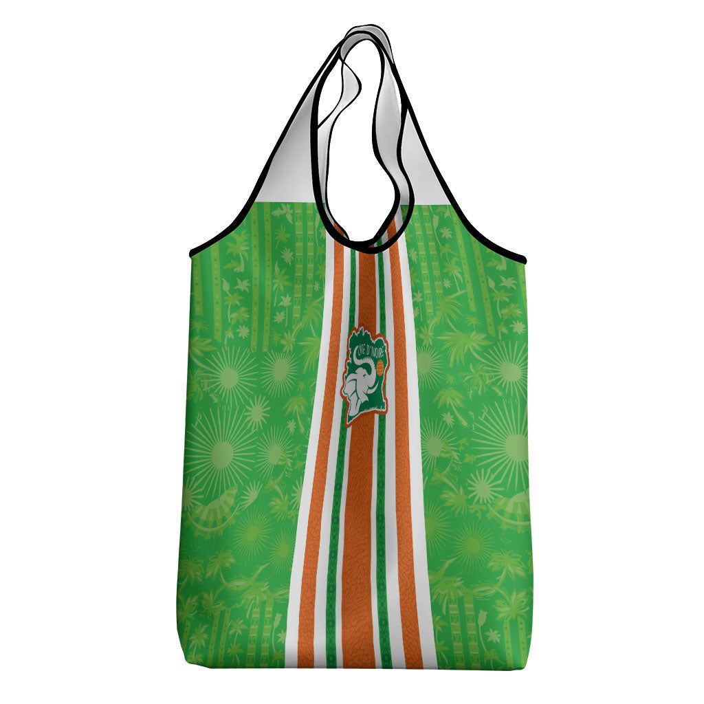 Cote d'Ivoire Grocery Bag The Elephants with African Pattern Stripes