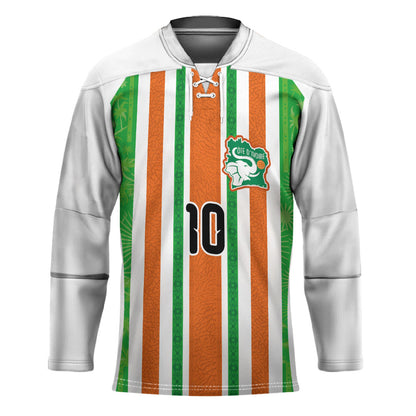 Custom Cote d'Ivoire Hockey Jersey The Elephants with African Pattern Stripes