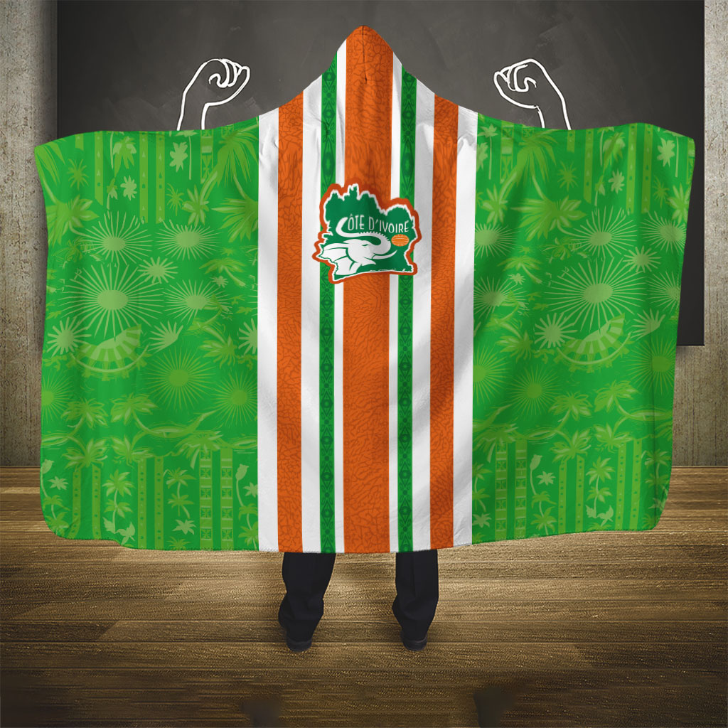 Cote d'Ivoire Hooded Blanket The Elephants with African Pattern Stripes