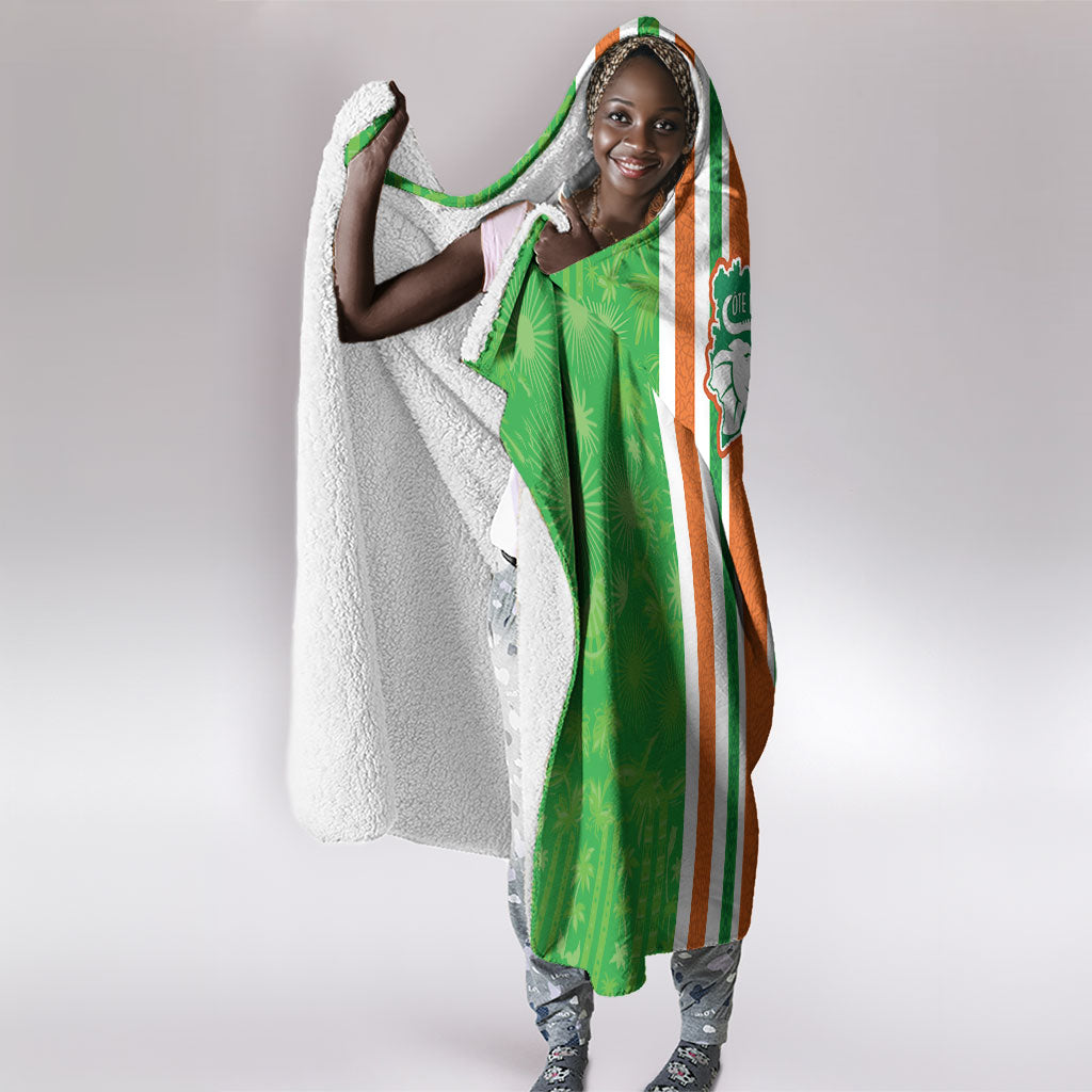 Cote d'Ivoire Hooded Blanket The Elephants with African Pattern Stripes