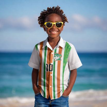 Custom Cote d'Ivoire Kid Hawaiian Shirt The Elephants with African Pattern Stripes