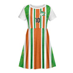 Custom Cote d'Ivoire Kid Short Sleeve Dress The Elephants with African Pattern Stripes