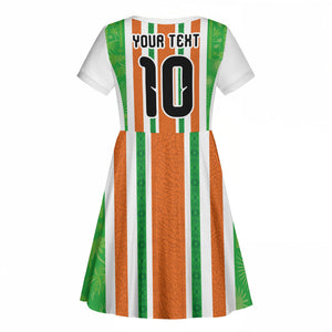 Custom Cote d'Ivoire Kid Short Sleeve Dress The Elephants with African Pattern Stripes