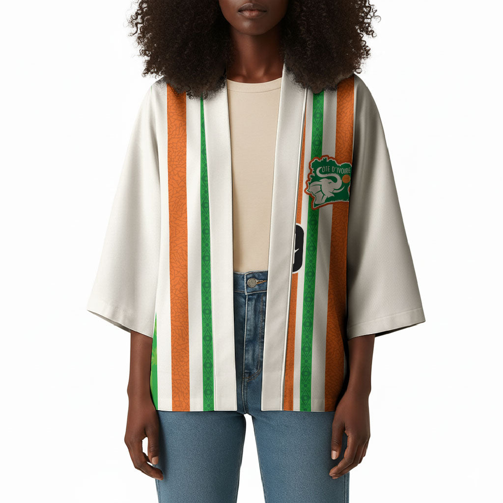 Custom Cote d'Ivoire Kimono The Elephants with African Pattern Stripes