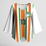 Custom Cote d'Ivoire Kimono Sleeve Blouse The Elephants with African Pattern Stripes