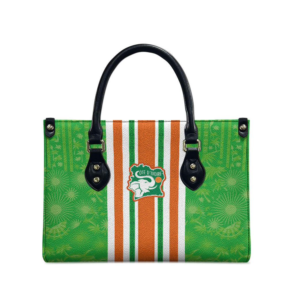 Cote d'Ivoire Leather Bag The Elephants with African Pattern Stripes