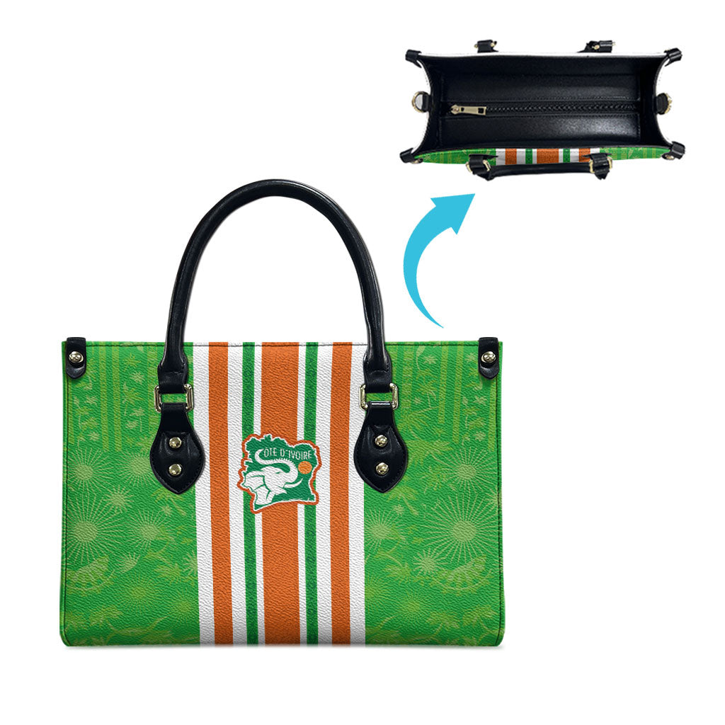 Cote d'Ivoire Leather Bag The Elephants with African Pattern Stripes