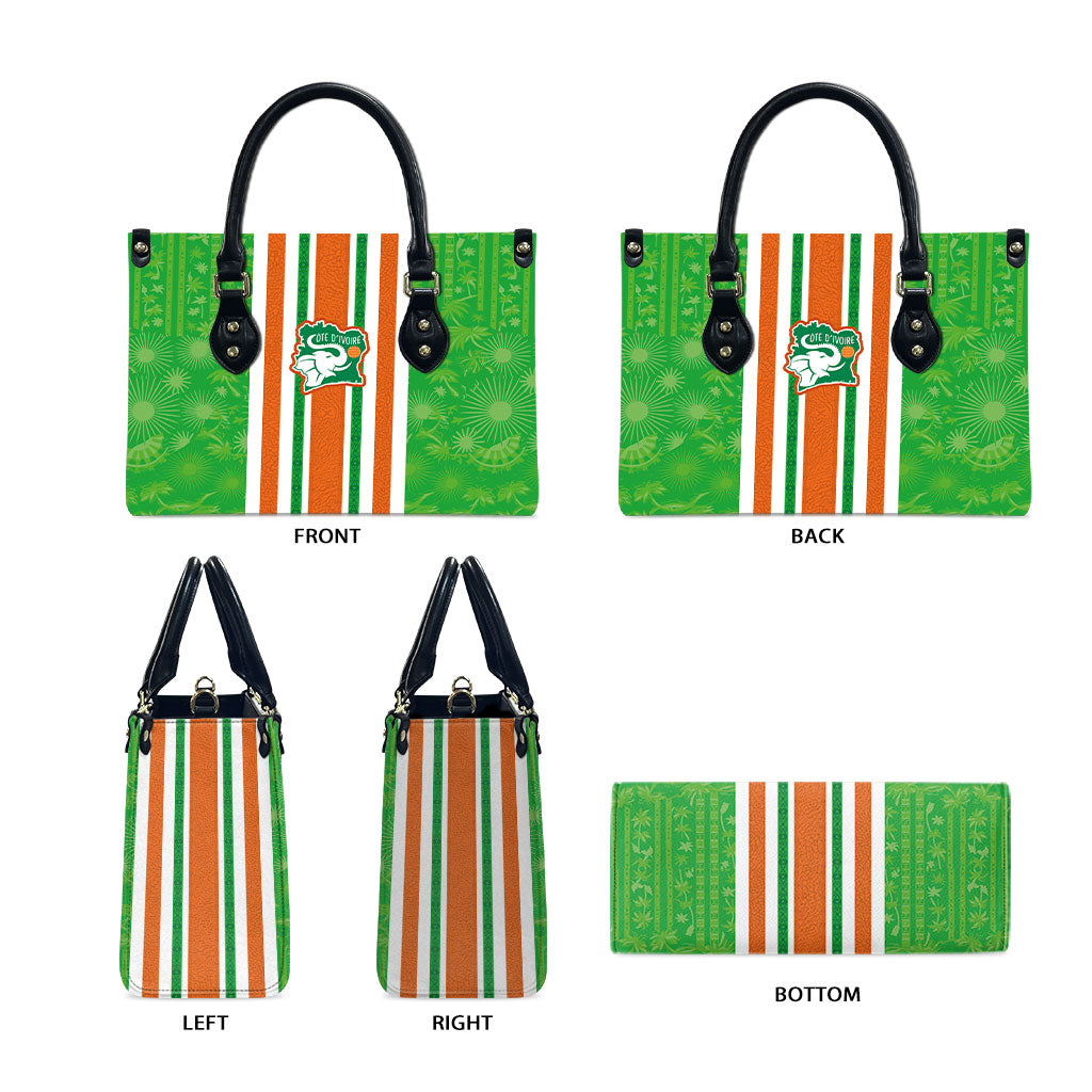 Cote d'Ivoire Leather Bag The Elephants with African Pattern Stripes