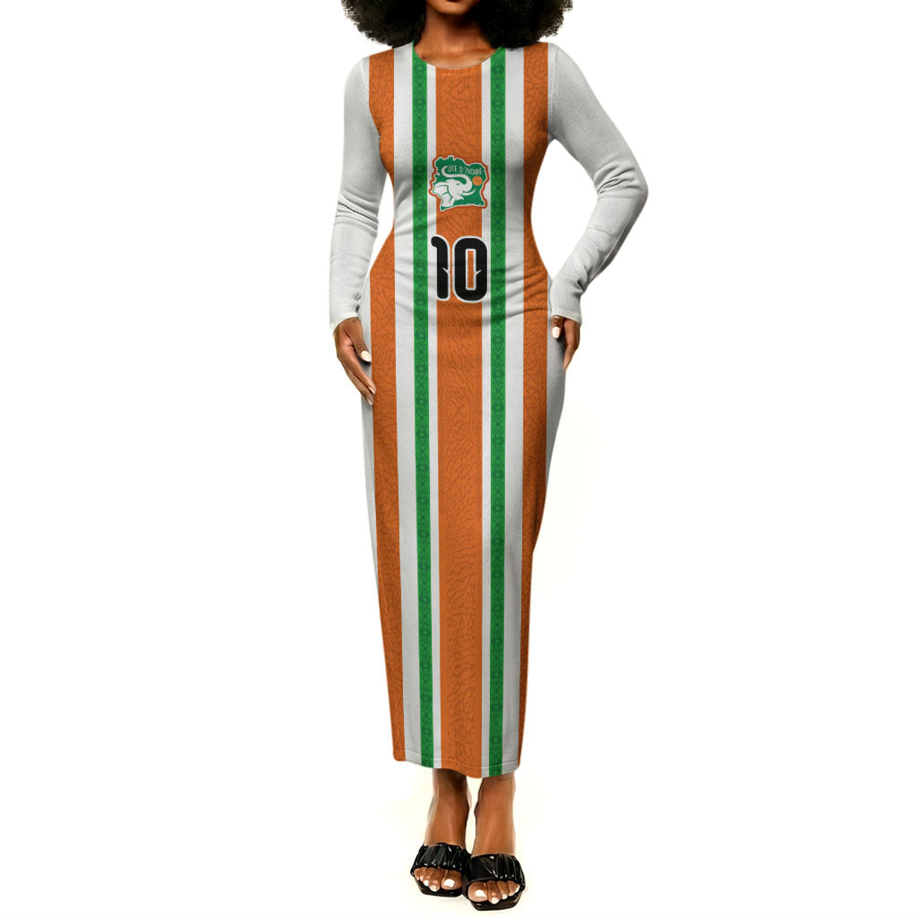 Custom Cote d'Ivoire Long Sleeve Bodycon Dress The Elephants with African Pattern Stripes