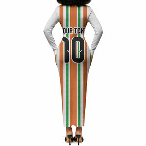 Custom Cote d'Ivoire Long Sleeve Bodycon Dress The Elephants with African Pattern Stripes