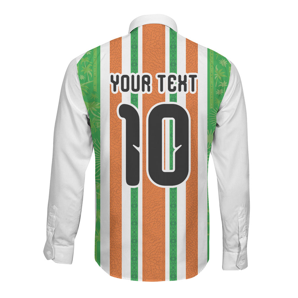 Custom Cote d'Ivoire Long Sleeve Button Shirt The Elephants with African Pattern Stripes