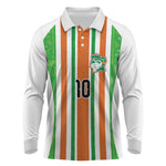 Custom Cote d'Ivoire Long Sleeve Polo Shirt The Elephants with African Pattern Stripes