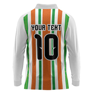 Custom Cote d'Ivoire Long Sleeve Polo Shirt The Elephants with African Pattern Stripes