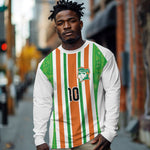 Custom Cote d'Ivoire Long Sleeve Shirt The Elephants with African Pattern Stripes