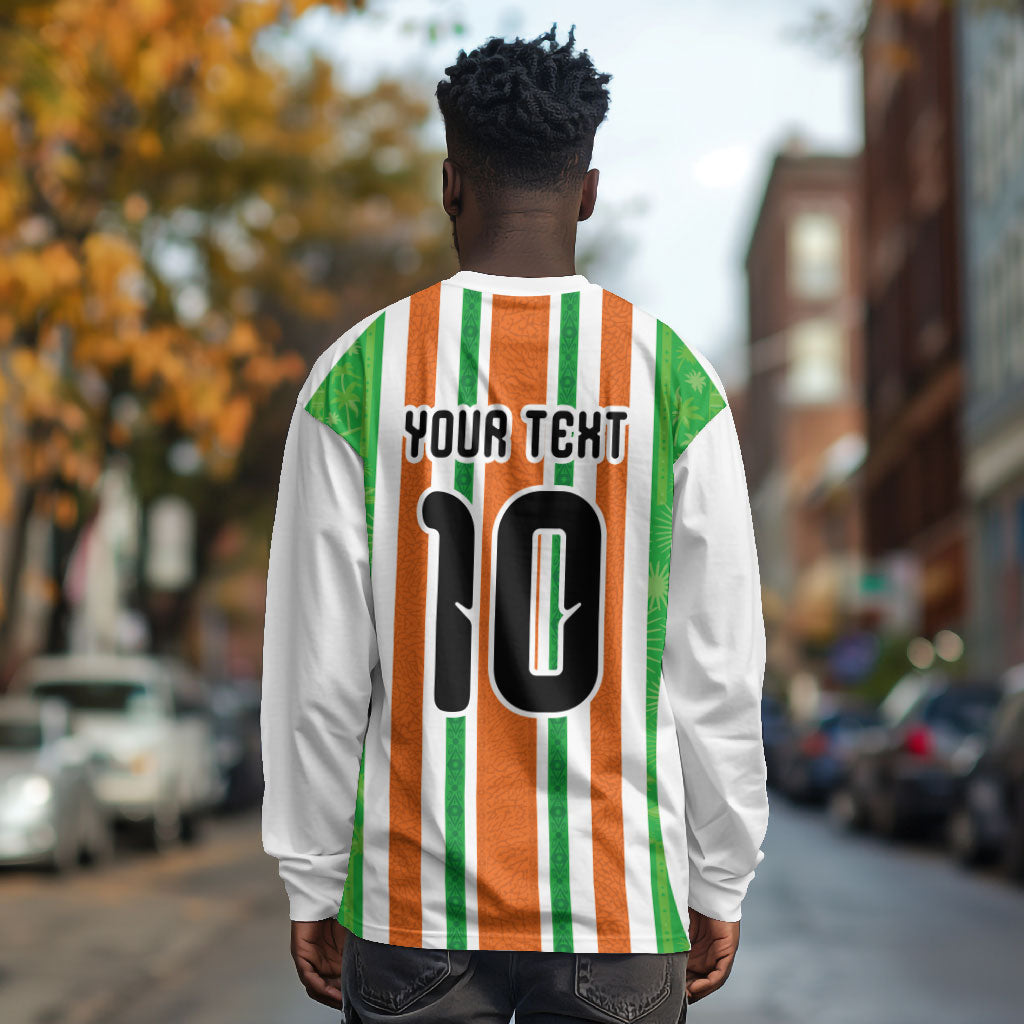Custom Cote d'Ivoire Long Sleeve Shirt The Elephants with African Pattern Stripes