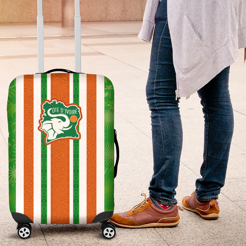 Cote d'Ivoire Luggage Cover The Elephants with African Pattern Stripes