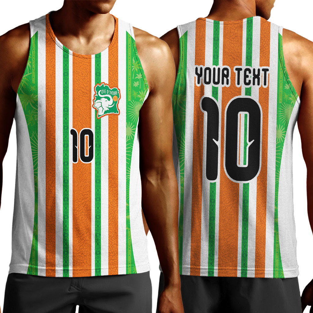 Custom Cote d'Ivoire Men Tank Top The Elephants with African Pattern Stripes