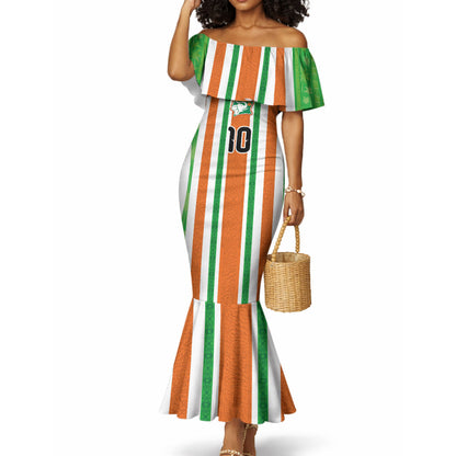 Custom Cote d'Ivoire Mermaid Dress The Elephants with African Pattern Stripes