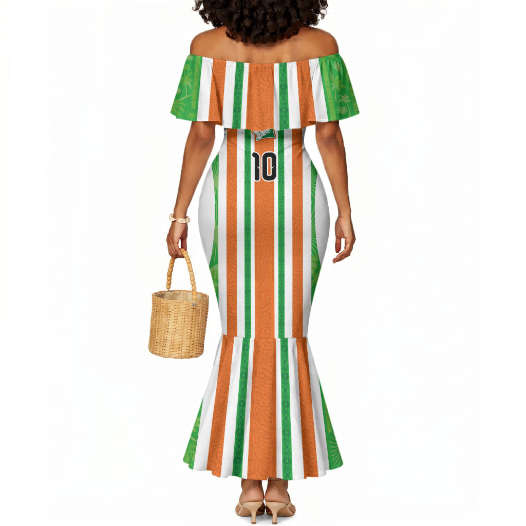Custom Cote d'Ivoire Mermaid Dress The Elephants with African Pattern Stripes