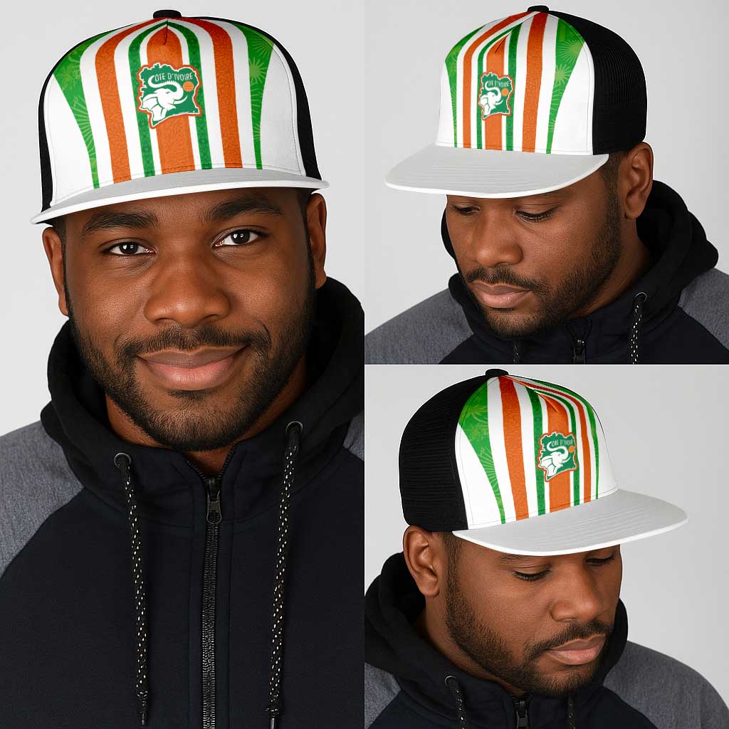 Côte d'Ivoire Mesh Trucker Cap The Elephants with African Pattern Stripes