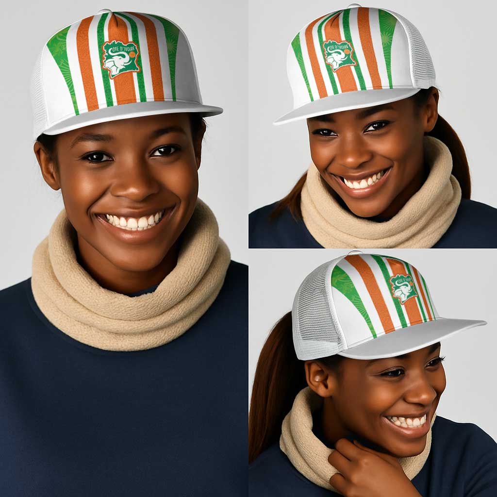 Côte d'Ivoire Mesh Trucker Cap The Elephants with African Pattern Stripes